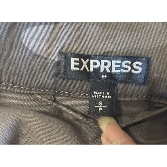 Express Womens Military Green Brown Camouflage Full Zip  Drawstring Jacket Sz S - Picture 14 of 15